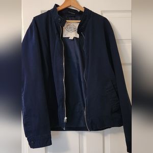 St Johns Bay Jacket Men's Large Navy Bomber-Style Water Resistant